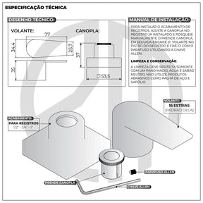 Acabamento Alavanca Para Registro de Pressão/Gaveta Preto Fosco Deca e Docol