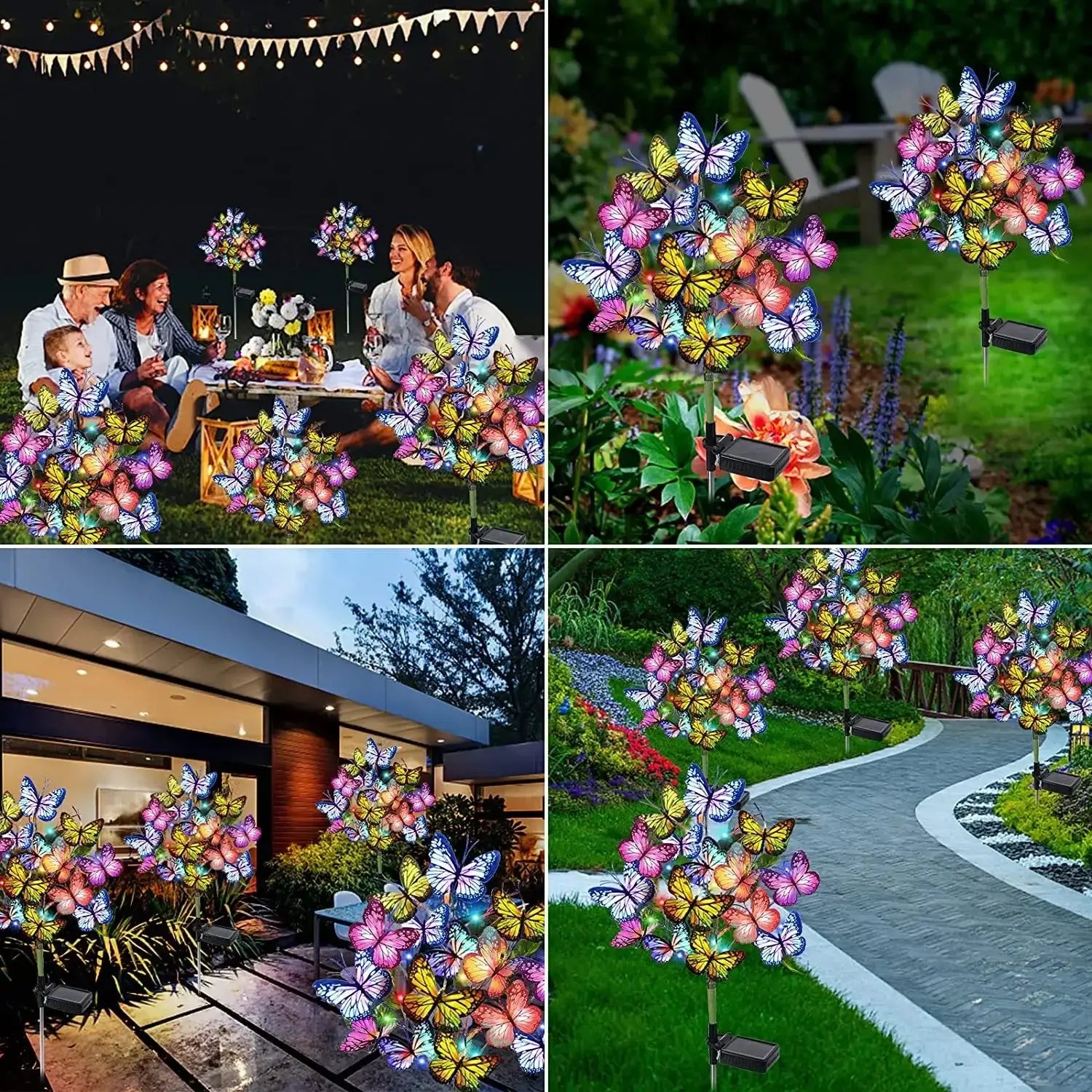 Luminária de Led Solar À Prova D'Água  Borboletas e Flores
